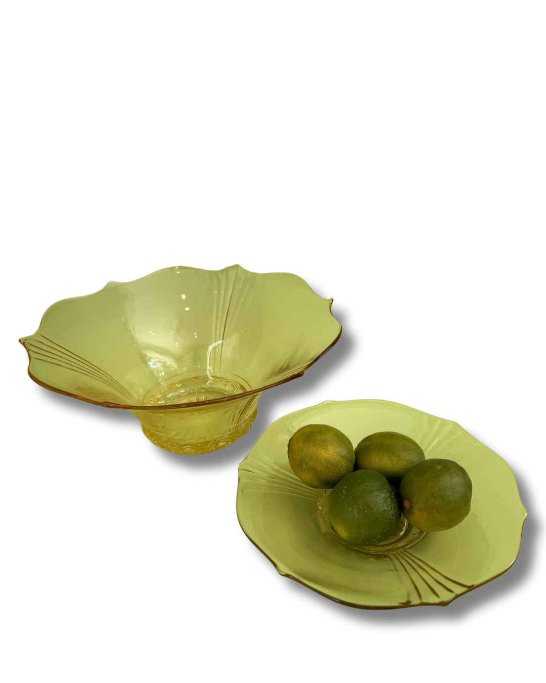 Vintage 1930 Lancaster Cable Topaz Depression Glass Bowl