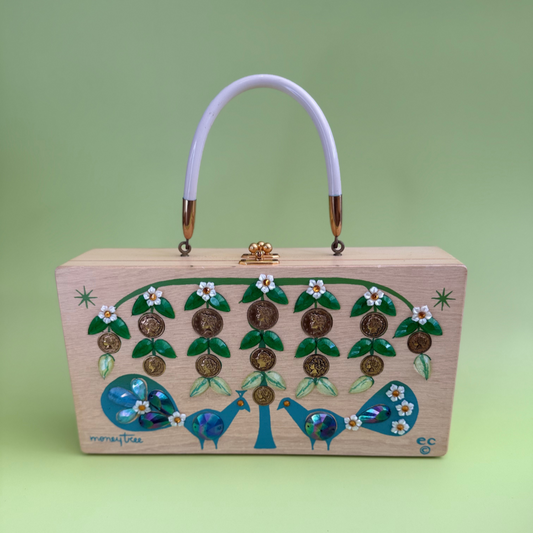 Rare 1960s Enid Collins "Money Tree" Wooden Box Bag
