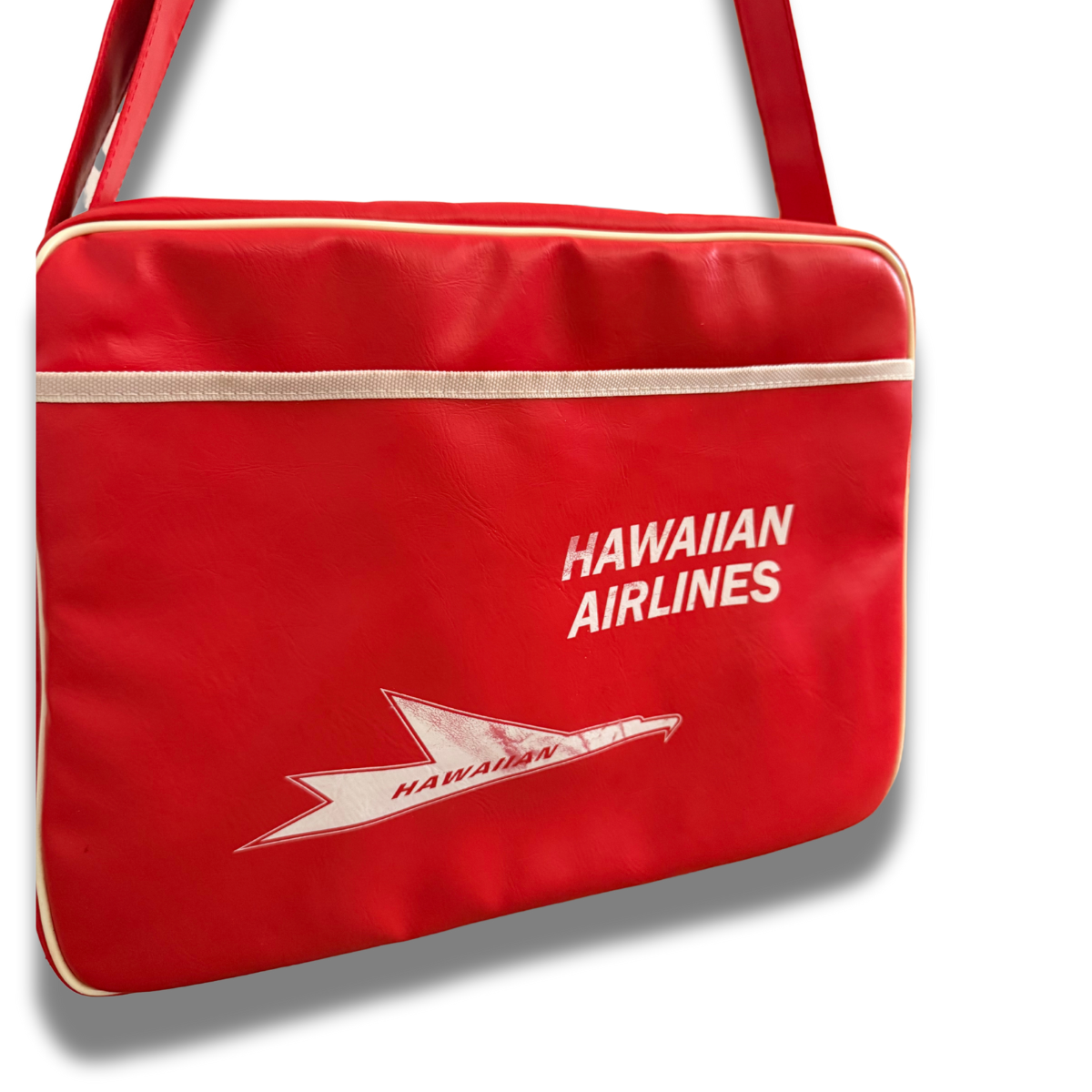 Vintage 1960s Hawaiian Airlines Red Logo Travel Bag