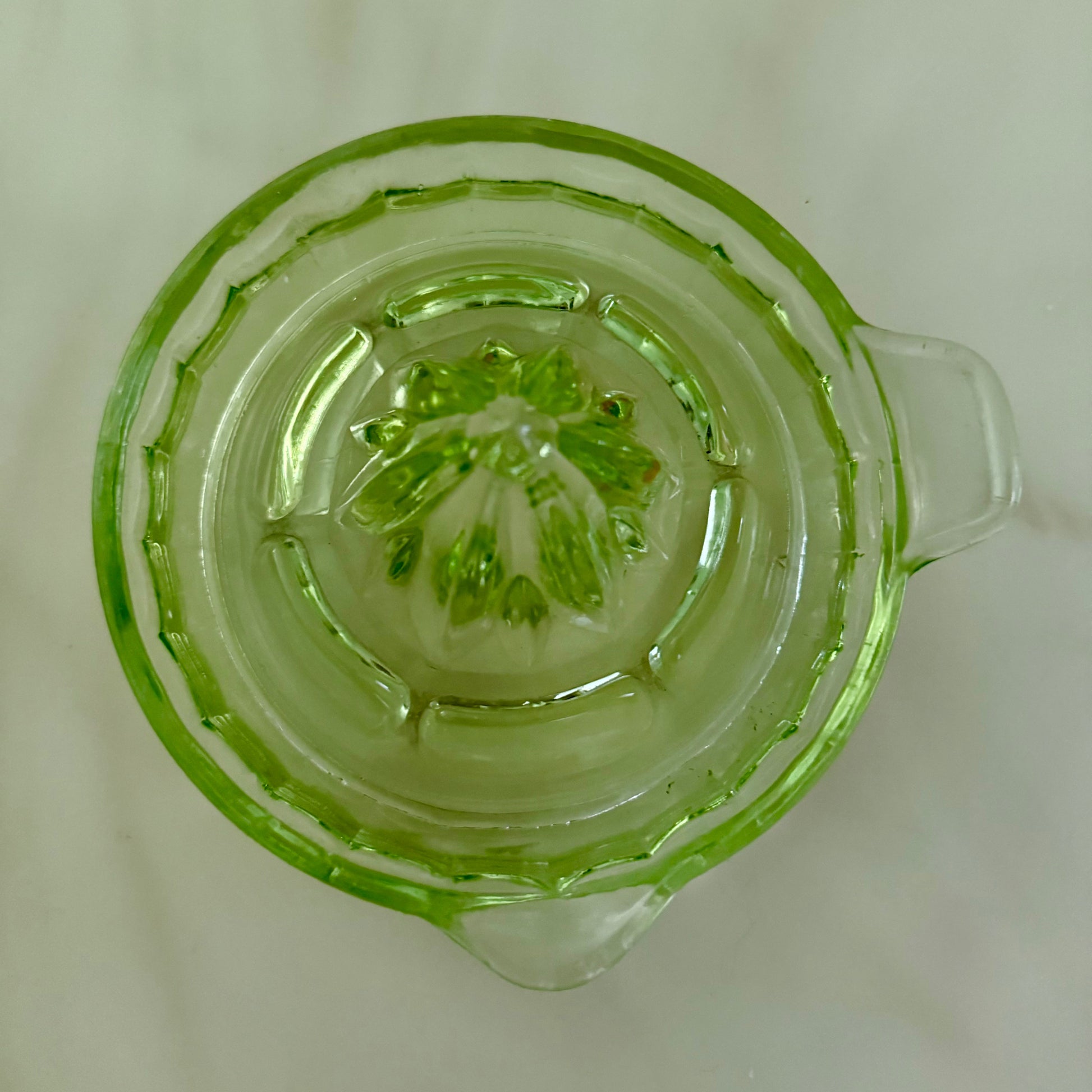1930s Uranium Depression Glass Juicer