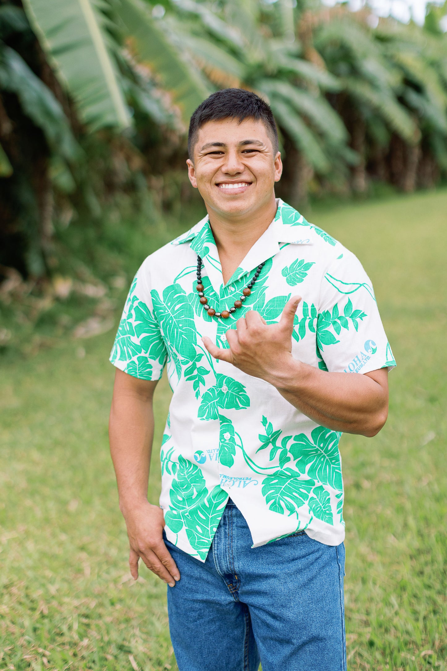 Aloha Petroleum Uniform by Malia Men's Vintage Novelty Aloha Shirt