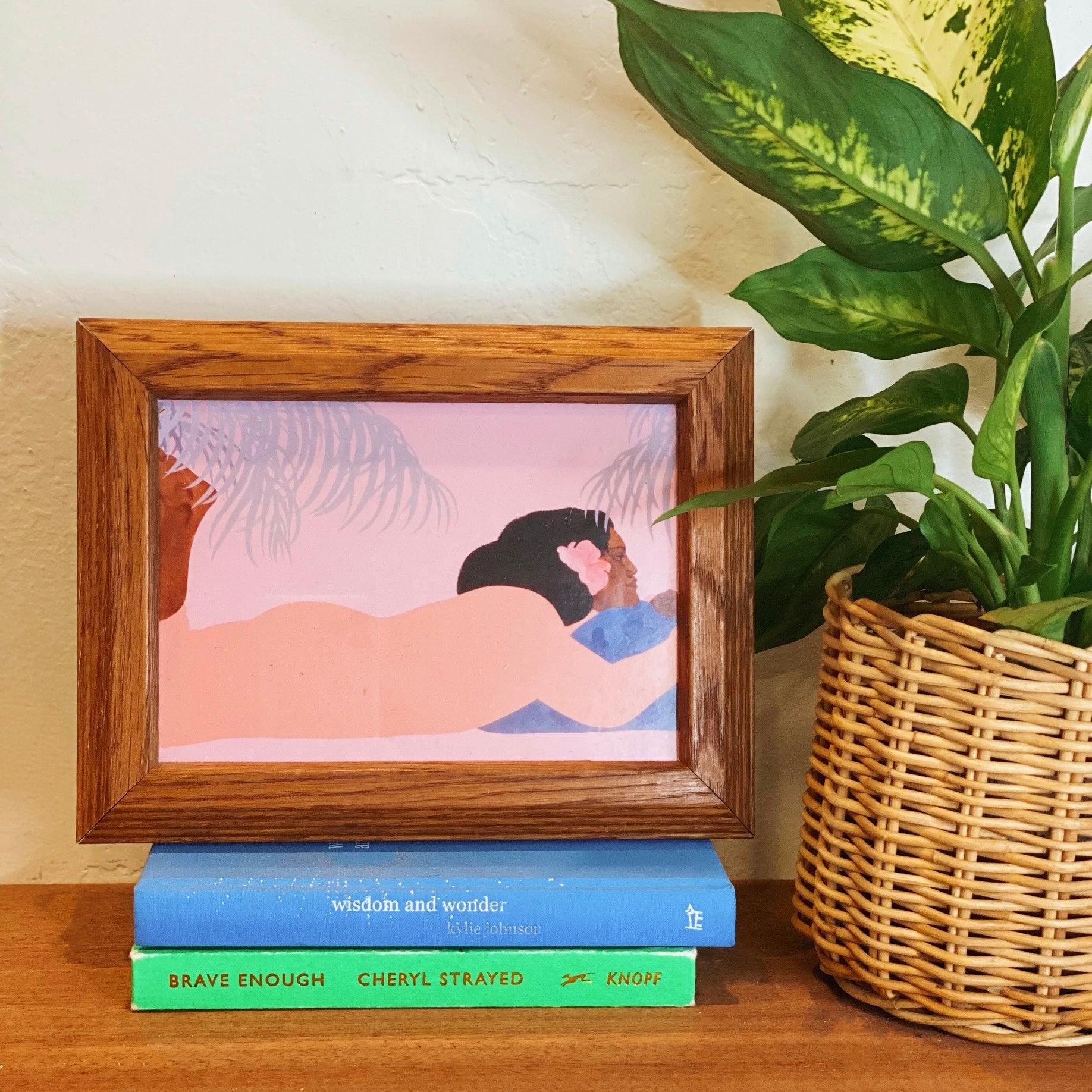 Pegge Hopper Print Framed in Vintage Wooden Frame