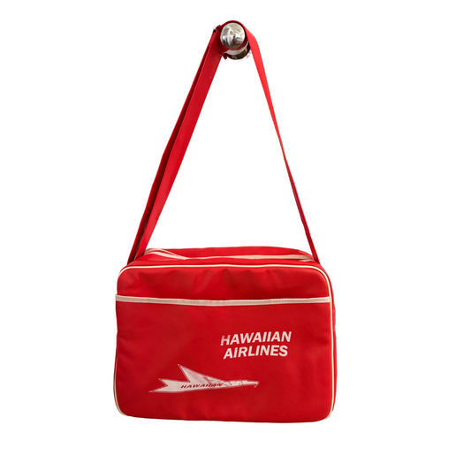 Vintage 1960s Hawaiian Airlines Red Logo Travel Bag