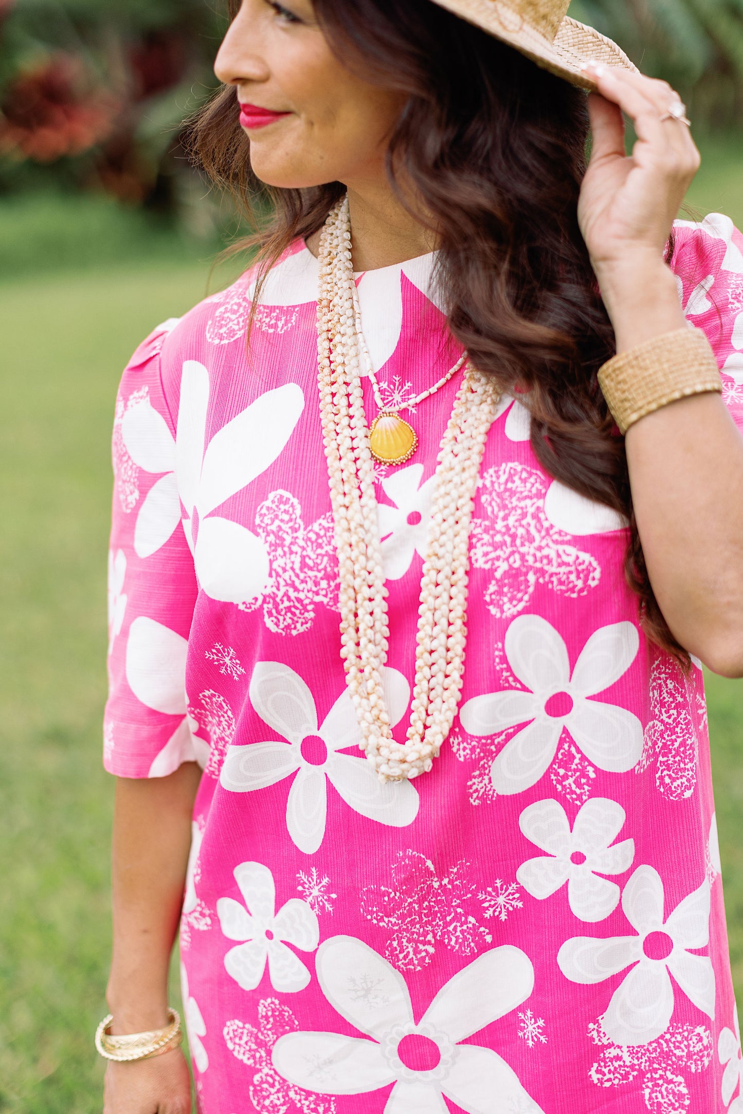 Pink and White Pua Cotton Mu'umu'u