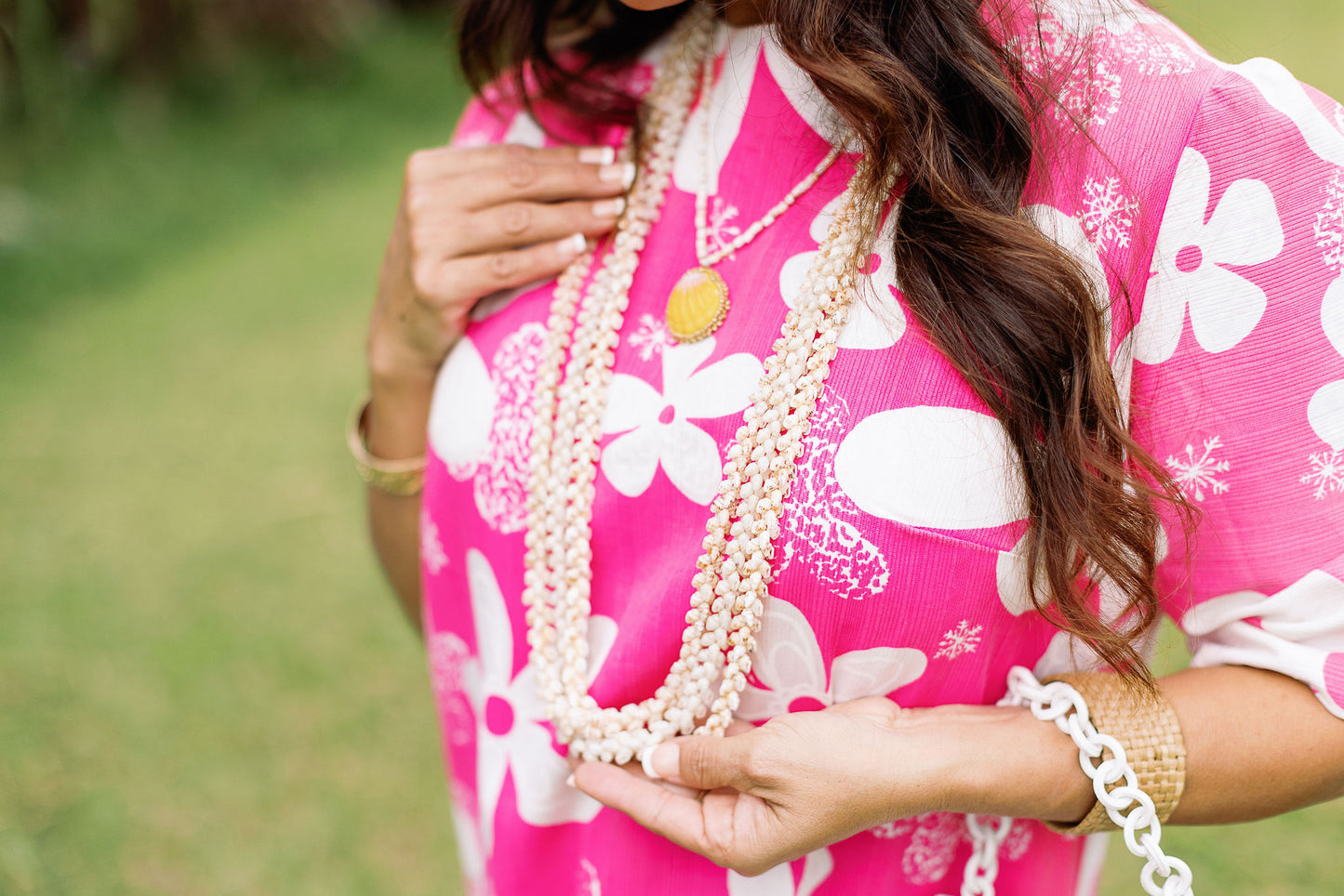 Pink and White Pua Cotton Mu'umu'u